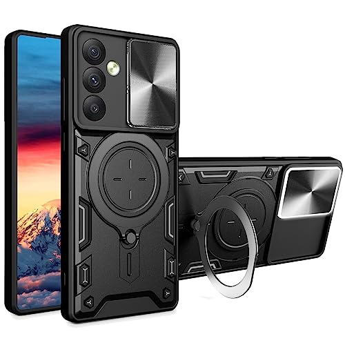 Ysnzaq für Samsung Galaxy A34 5G Hülle mit Slide Camera Handyhülle, Militärschutz Stoßfeste mit Ständer Outdoor Kratzfeste Bumper Schutzhülle für Samsung Galaxy A34 5G.HS Black von Ysnzaq