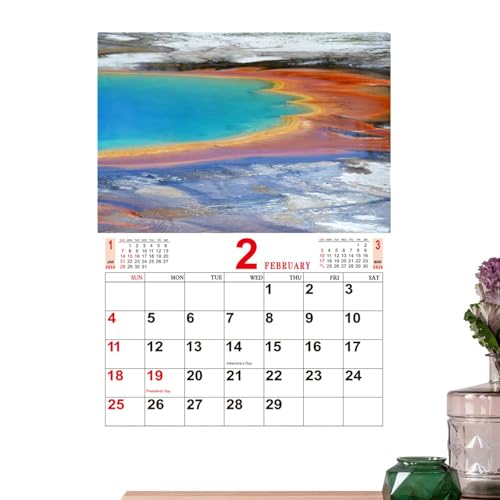 Ysvnlmjy Monatlicher Wandkalender | 2024 Naturlandschaften Reisekalender, hängende Landschaften, monatlicher Wandkalender für Wohnzimmer, Schlafzimmer, Küchenwand von Ysvnlmjy