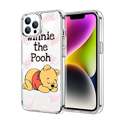 Yteund Kompatibel mit iPhone 15 Pro Max Hülle 6,7 Zoll, süßes Kawaii Cartoon Design Weiche TPU Clear Case Ganzkörperschutz Hülle Fallschutz Hülle (Sleeping-Winnie-Cute) von Yteund
