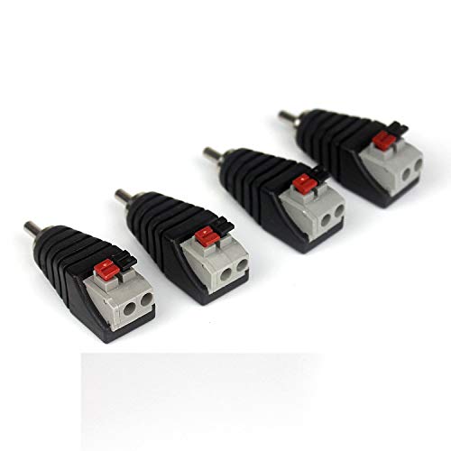 Ytian 4 Stück Lautsprecher Phono RCA Stecker auf 2 Klemmen mit Band Audio Video Feder drücken Typ Balum Anschluss Adapter für Multimedia und CCTV von Ytian