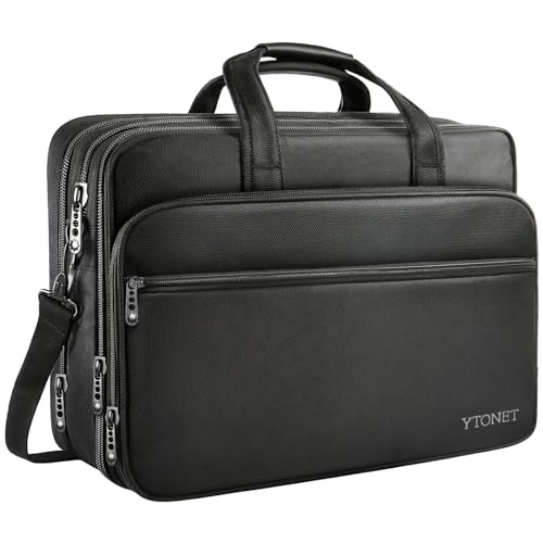 Aktentasche Tasche, 17 Zoll Business Laptop Schultertasche, Nylon Hybrid 2-in-1 Messenger Bag Computertaschen für MacBook Pro / Notebook / ASUS / Acer / HP / Dell Alienware / Lenovo / Tablet - Schwarz von Ytonet