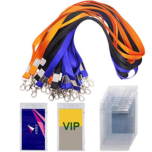 30 pack Badge Holder mit 3 Farben Lanyards, YuCool wasserdicht vertikale Name Tag ID-Kartenhalter, Heavy-Duty verschließbaren Vinyl PVC, Größe 2,7 '' 4,7 '' - klar von YuCool