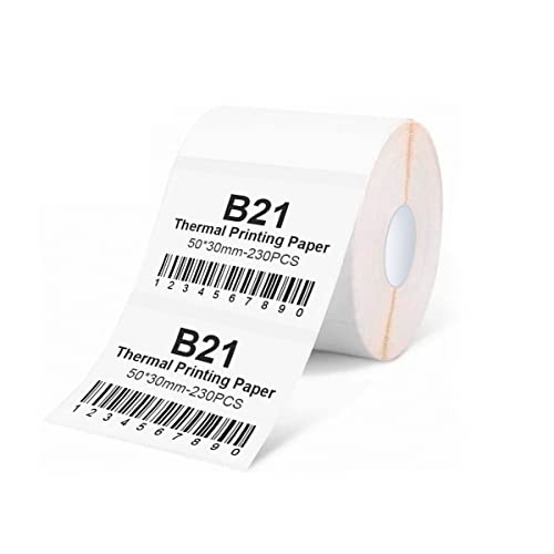 Etikettendrucker-Band Kompatibel für NIIMBOT B21/B1/B3S, Barcode Adresse Etikettendrucker Papier Weiß Wasserdicht Anti-Öl Kratzfest Aufkleber 50x30mm 230 Etiketten von YuLinca
