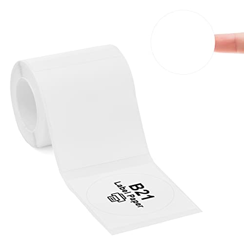 Etikettendrucker-Band Kompatibel für NIIMBOT B21/B1/B3S, Barcode Adressetiketten Druckerpapier Wasserdicht Anti-Öl Kratzfest Aufkleber Weiß Rund 50x50mm 150 Etiketten von YuLinca