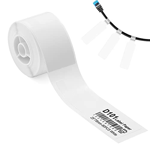Etikettendrucker-Band kompatibel für NIIMBOT D101, Kabeletikettenpapier Wasserdicht Anti-Öl Kratzfest Etiketten Aufkleber für Home Office Organisation 25 x 78mm 90Pcs (Kabel weiß) von YuLinca