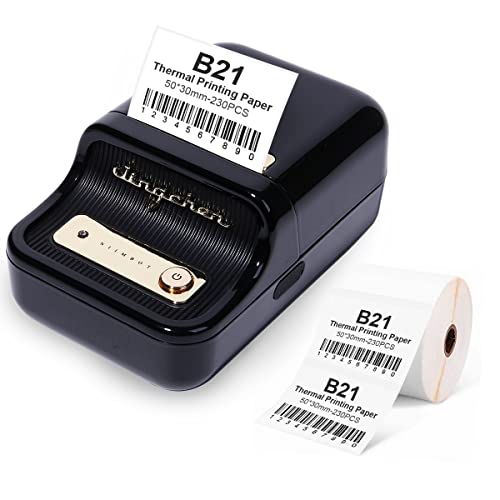 Smart Label Maker B21 mit 230 Etiketten, Bluetooth-Thermo-Preis-Barcode-Etikettendrucker, Adressetiketten-Maschine, kompatibel mit Android und iOS, für Organisationen, Heimbüro, Geschäft(schwarz) von YuLinca