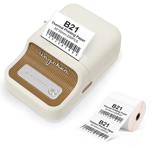 Smart Label Maker B21 mit 230 Etiketten, Bluetooth-Thermo-Preis-Barcode-Etikettendrucker, Mailing-Adressetiketten-Maschine, kompatibel mit Android und iOS, für Organisationen, Heimbüro, Geschäft(weiß) von YuLinca
