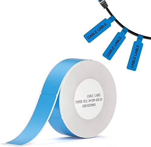 Thermo-Etikettenaufkleber für NIIMBOT D11 D110 D101, Büro & Zuhause Kabelaufkleber Wasserdicht Anti-Öl Kratzfestes Papier 1,3 x 10,9 cm (Kabelblau) von YuLinca