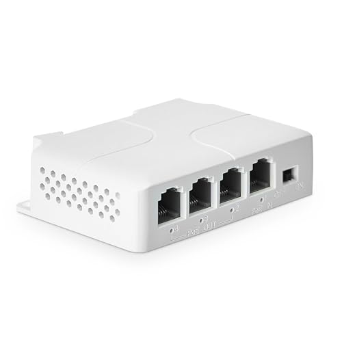 YuLinca 4 Port PoE Extender mit 1 PoE in 3 PoE Out, IEEE 802.3 af/at 30W PoE Repeater mit 10/100Mbps, Wand und Din Rail Mount PoE Passthrough Switch von YuLinca