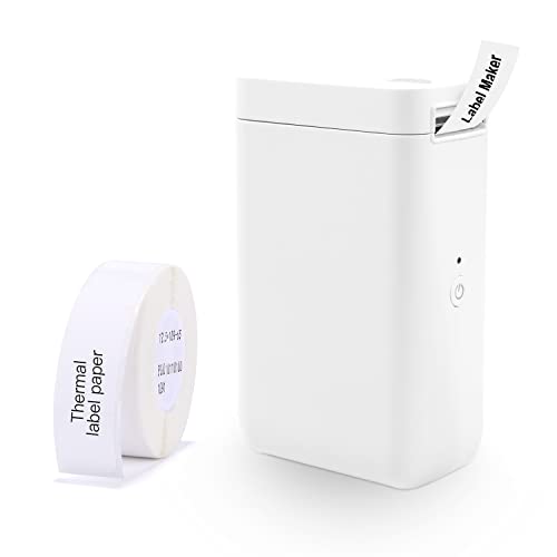 YuLinca D101 Bluetooth Etikettendrucker Mini Tragbares Thermo Beschriftungsgerät mit 10-25 mm Etikettenbreite, kompatibel mit iOS und Android für Heim und Büro (weiß) von YuLinca