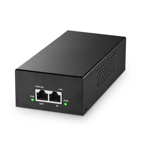 YuLinca Gigabit PoE+ Injektor 90W, 802.3af/at/bt Power Over Ethernet Metall PoE Adapter, 10/100/1000Mbps, Nicht-PoE zu PoE Adapter, Plug & Play, Entfernung bis zu 100 Meter (328 ft.) von YuLinca