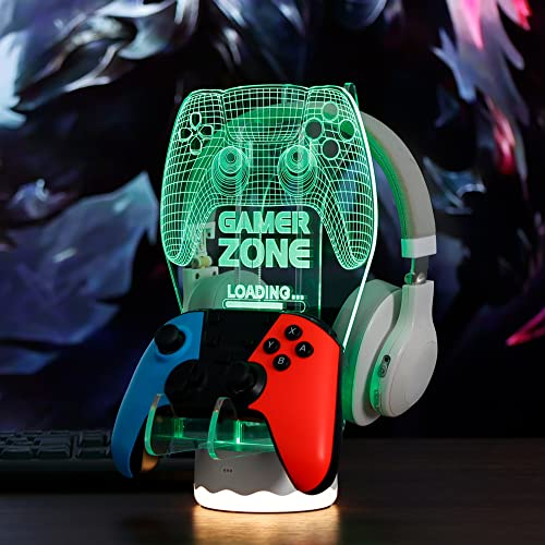 Leuchtender Kopfhörer- und Controller-Halter, 3D-LED-Leuchten, Kopfhörer-Gamepad-Ständer, Gamecontroller-Aufhänger für alle universellen Gaming-PC-Zubehörteile Leuchtender Kopfhörer- und Controller-Halter, 3D-LED-Leuchten, Kopfhörer-Gamepad-Ständer, Gamecontroller-Aufhänger für alle universellen Gaming-PC-Zubehörteile von YuanDian