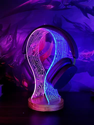 YuanDian Licht bis Kopfhörer Stand für Schreibtisch, PCB Gaming Headset-Halter RGB mit 16 Farbe leuchtet für Game Room Decor, Coole Gamer Geschenke für Männer Boyfriend von YuanDian