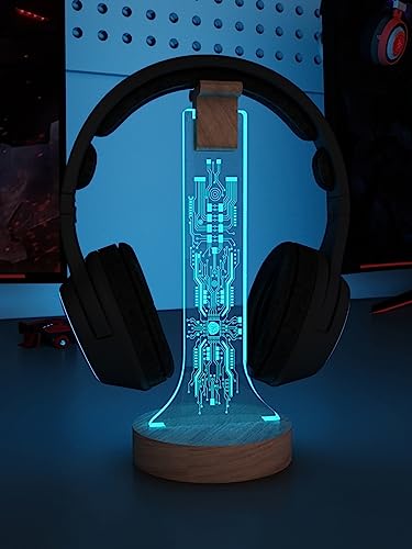 YuanDian PCB Licht bis Kopfhörer Stand für Schreibtisch, Gaming Headset Holzhalter RGB mit 16 Farbe leuchtet für Game Room Decor, Coole Gamer Geschenke für Männer Boyfriend YuanDian PCB Licht bis Kopfhörer Stand für Schreibtisch, Gaming Headset Holzhalter RGB mit 16 Farbe leuchtet für Game Room Decor, Coole Gamer Geschenke für Männer Boyfriend von YuanDian