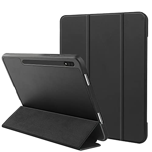 Schutzhülle für Galaxy Tab S8/S7, 11 Zoll (27,9 cm) mit S-Stifthalter, schlanke, weiche Rückabdeckung mit automatischer Wake/Sleep-Funktion für Samsung Tab S8 2022/S7 2020 Tablet, Schwarz von YuanLu