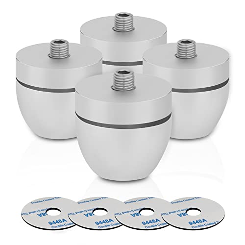 High-end 33x30mm Solid Aluminum Feet Speaker Isolation Stands with Stainless Steel Ball Speaker Spikes Absorber Vibration Damper for HiFi Speaker Audio Amplifier DAC CD(Silver, 4pcs) von YuanYong