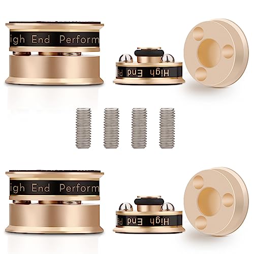 YuanYong 4Pcs 39x24mm Lautsprecher Isolationsfüße HiFi Lautsprecher Spikes Pads Isolationsfüße Subwoofer Spikes Audio Verstärkerfüße für High-End-Lautsprecher CD/DVD Player Durchmesser(Gold) von YuanYong