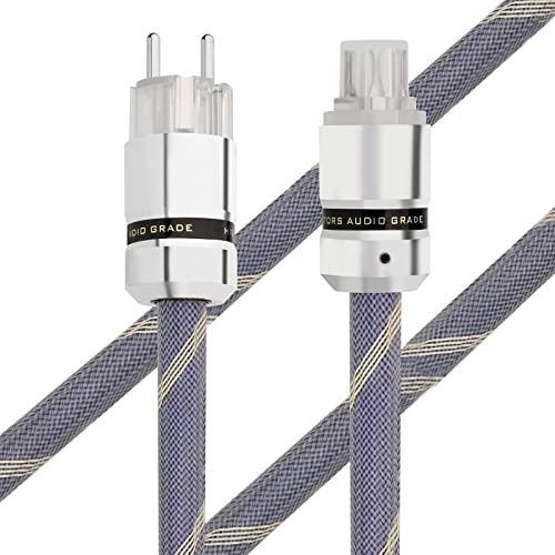 YuanYong Audiophile HiFi Netzkabel 10AWG HiFi Stromkabel Rhodium Stecker AC Netzleitung 125V/15A IEC320-C15 Weiblicher Stecker für Lautsprecher,Subwoofer,Plattenspieler,Verstärker(2M/6.6Fuß) von YuanYong