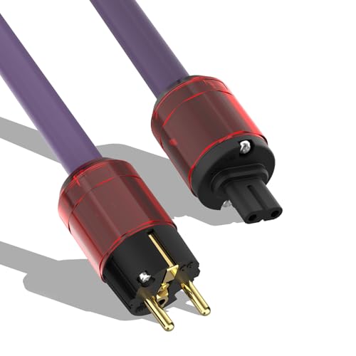 YuanYong Audiophiles HiFi-Netzkabel Audio-Stromkabel 12AWG 7N OCC Figure 8 AC-Netzteil, 24K Vergoldeter Stecker/IEC320-C7-Buchse,125V/15A FüR Lautsprecher, VerstäRker, Subwoofer, Heimkino(1.5M/4.9Ft) von YuanYong