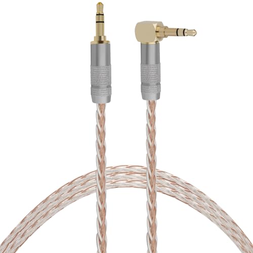 YuanYong Aux Kabel Nylon Geflochtenes Auxiliary Kabel, Stereo-Audiokabel, 3.5mm Vergoldet Klinkenkabel Jack zu Jack 90 Grad Doppelte Schirmung für Auto,Handy,PC,Kopfhörer, Lautsprecher,MP3(Rosa 0.5M) von YuanYong