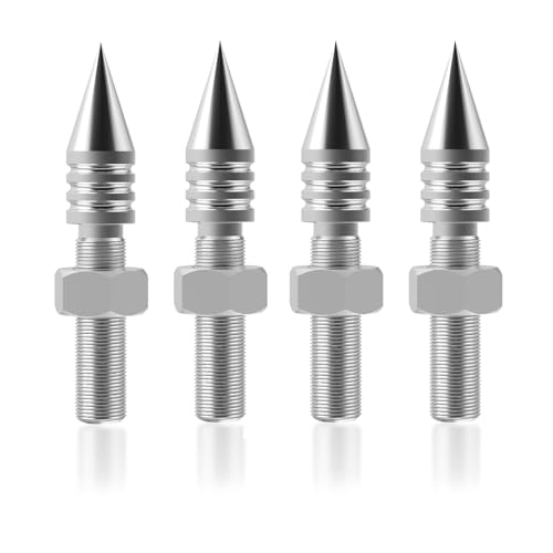 YuanYong Lautsprecher Spikes, 4 Stück HiFi Lautsprecher Spikes aus massivem Edelstahl (Ohne Spike-Kissen)， höhenverstellbar, Geeignet für Lautsprecherständer (M6) von YuanYong
