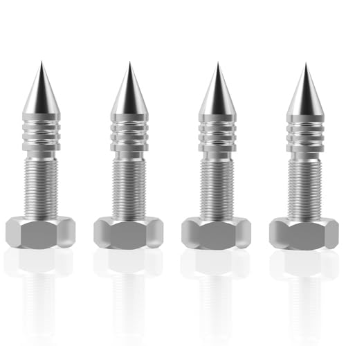 YuanYong Lautsprecher Spikes, 4 Stück HiFi Lautsprecher Spikes aus massivem Edelstahl (Ohne Spike-Kissen)， höhenverstellbar, Geeignet für Lautsprecherständer (M8) von YuanYong