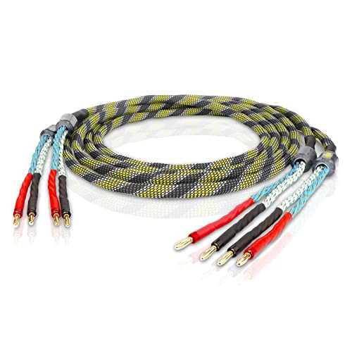 YuanYong High-End Lautsprecherkabel - Sauerstofffreies Kupfer, 2x 6,3 mm² (9 AWG), Messing Vergoldete Bananenstecker (Ein Paar) - 1.5M/5.0FT von YuanYong