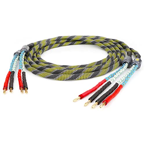 YuanYong High-End Lautsprecherkabel - Sauerstofffreies Kupfer, 2x 6,3 mm² (9 AWG), Messing Vergoldete Bananenstecker (Ein Paar) - 2.5M/8.2FT von YuanYong