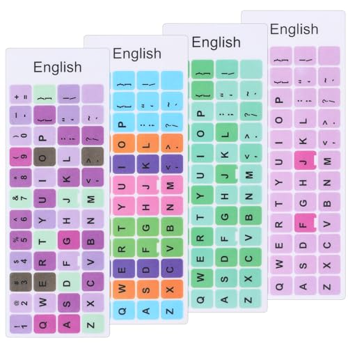Yuanchu 8 Stück Englische Tastatur Aufkleber, Universelle Bunte Tastatur-Buchstaben Ersatzaufkleber Matte PVC Tastaturaufkleber Wasserdichter Tastenkappen Aufkleber für PC Computer Laptop Desktop von Yuanchu