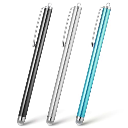 Yuanchu Tablet Stift für Alle Tablets,3 Stück Touchscreen Stift Hochpräzise Faserspitze Eingabestifte Universal Stylus Pen kompatibel mit alle Handys/Tablets (schwarz+Silber+hellblau) von Yuanchu