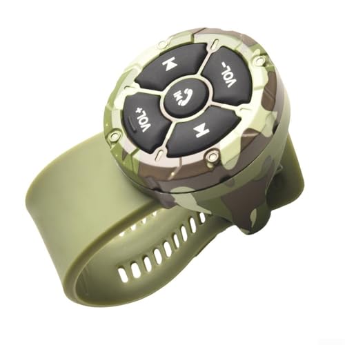 Yuanpgky Kabellose Fernbedienung, Medien-Controller für Autohelm, Kopfhörer, IP67-Bewertung, Sprachassistent, 120 mm Gurt, Grün von Yuanpgky