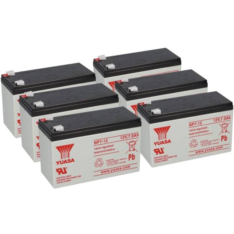 6x Yuasa Blei-Akku NP7-12 Pb 12V 7Ah VdS, Faston 4,8mm von Yuasa