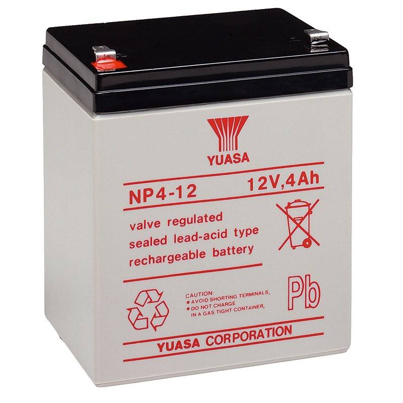 NP4-12 Yuasa Bleiakku NP4-12 mit 12 Volt und 4Ah, 4,8mm Faston Kontakt von Yuasa