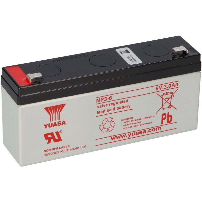 Yuasa Blei-Akku NP3-6 Pb 6V / 3Ah Faston 4,8 von Yuasa