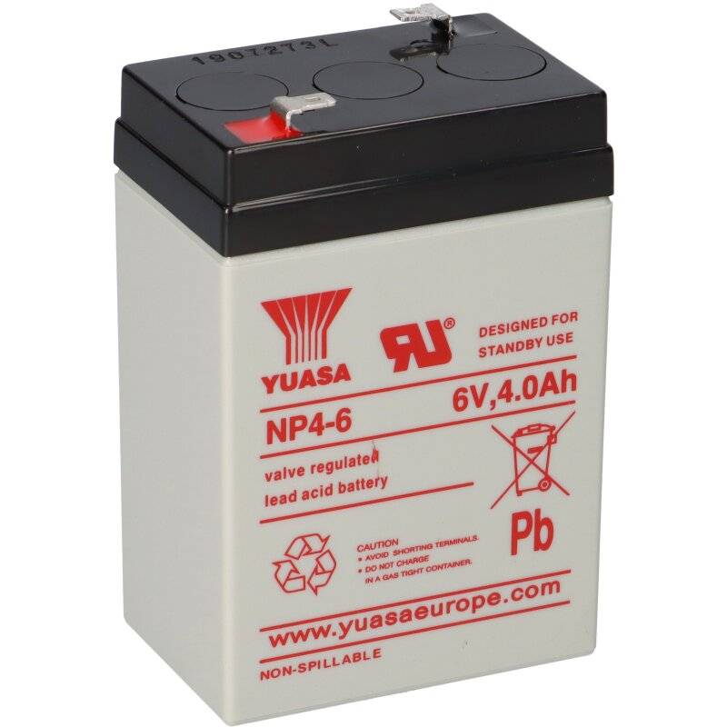 Yuasa Blei-Akku NP4-6 Pb 6V / 4Ah Faston 4,8 von Yuasa