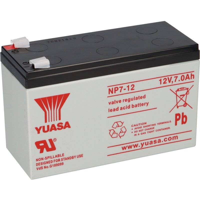 Yuasa Blei-Akku NP7-12 Pb 12V 7Ah VdS, Faston 4,8mm von Yuasa