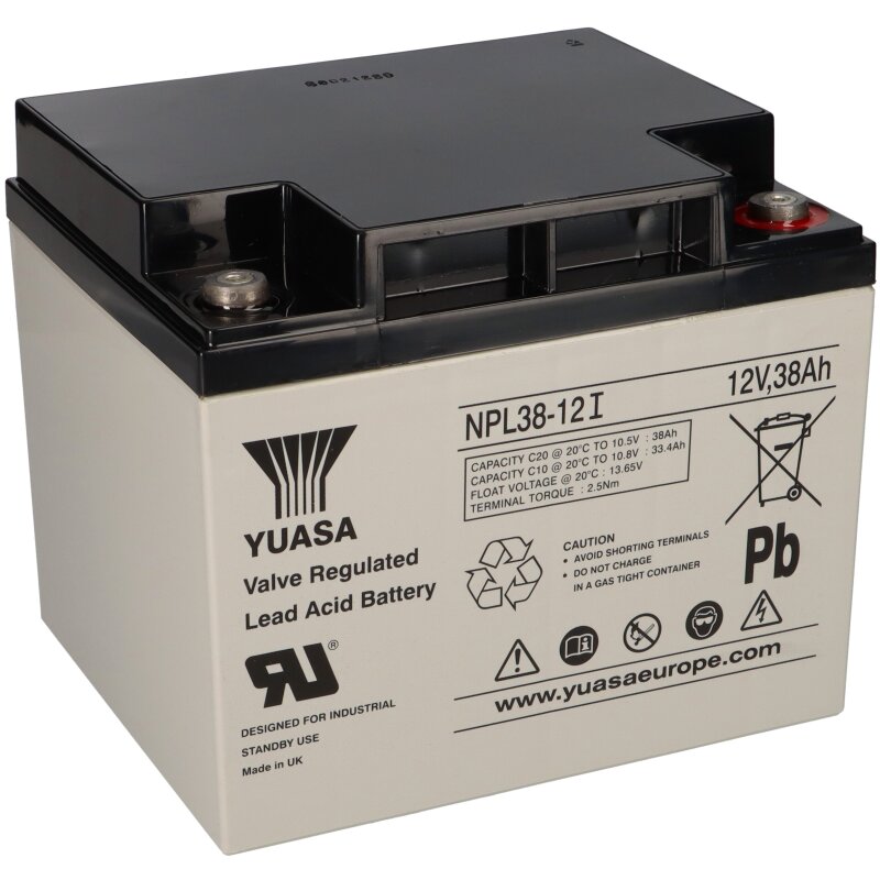 Yuasa Blei-Akku NPL38-12I Pb 12V / 38Ah 10-12 Jahresbatterie, M5 Innen von Yuasa