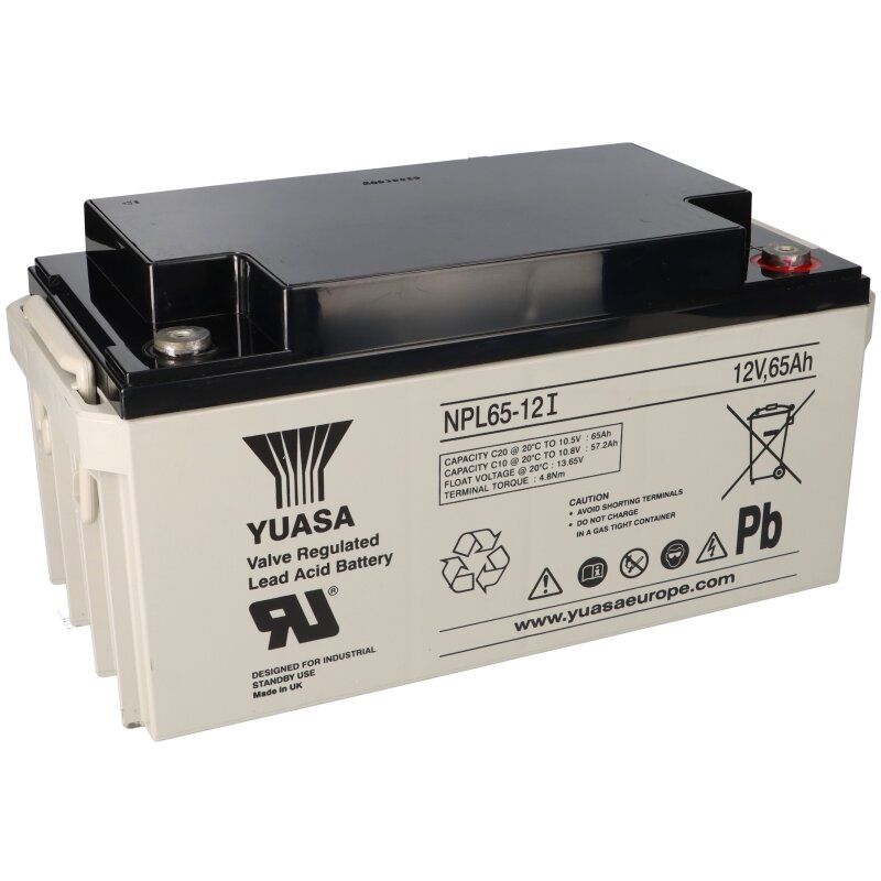 Yuasa Blei-Akku NPL65-12I Pb 12V / 65Ah 10-12 Jahresbatterie, M6 Innen von Yuasa