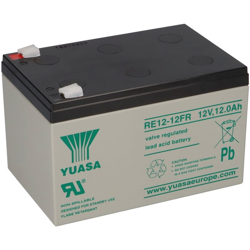 Yuasa Blei-Akku RE12-12FR Pb 12V / 12Ah 6-9 Jahresbatterie, Faston 6,3 von Yuasa