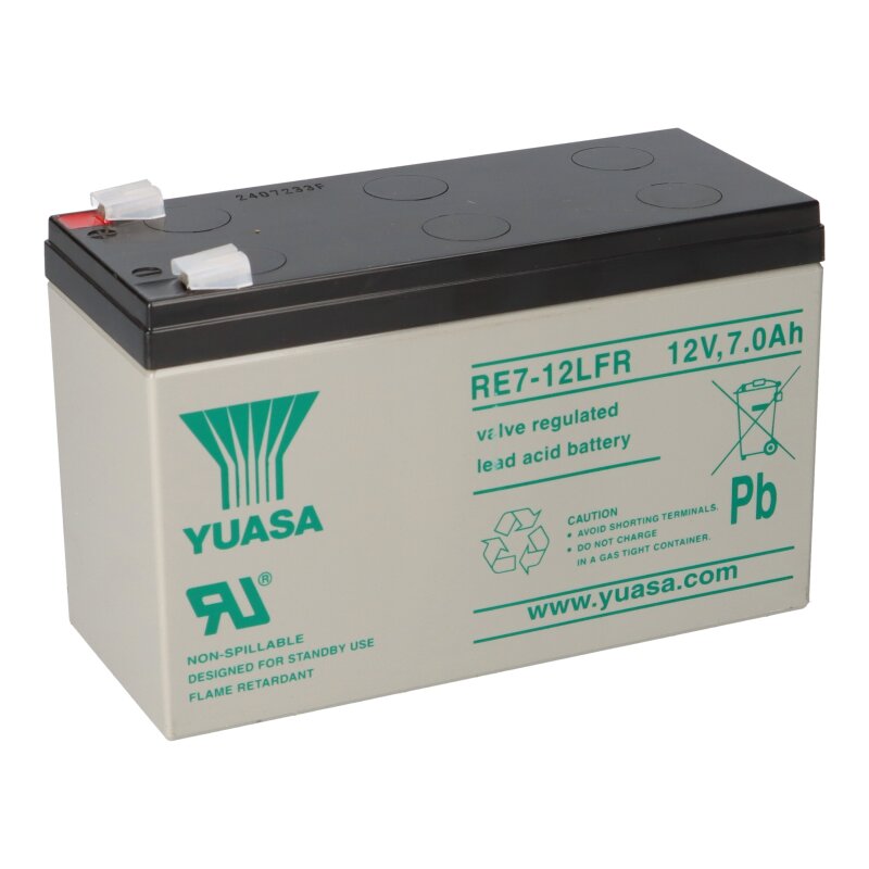 Yuasa Blei-Akku RE7-12FR Pb 12V / 7Ah 6-9 Jahresbatterie, Faston 4,8 von Yuasa