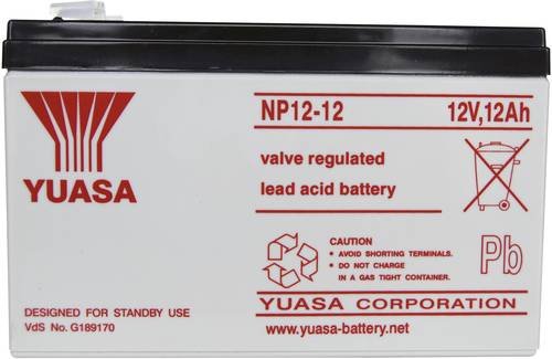 Yuasa NP12-12 NP1212 Bleiakku 12V 12Ah Blei-Vlies (AGM) (B x H x T) 151 x 98 x 98mm Flachstecker 6.3 von Yuasa