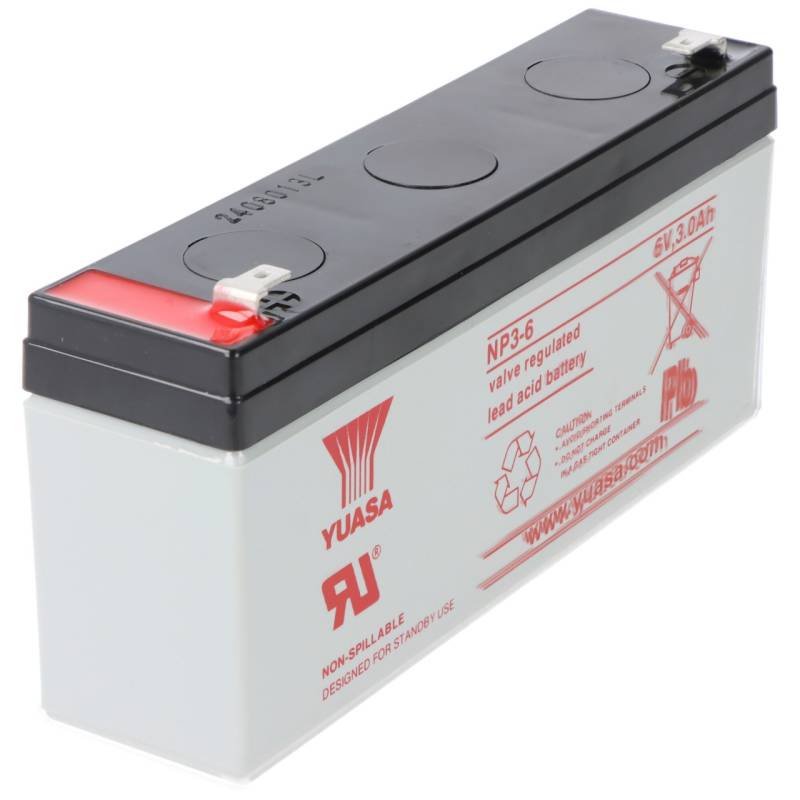 Yuasa NP3-6 Akku Blei PB 6 Volt 3Ah Faston 4,8mm von Yuasa