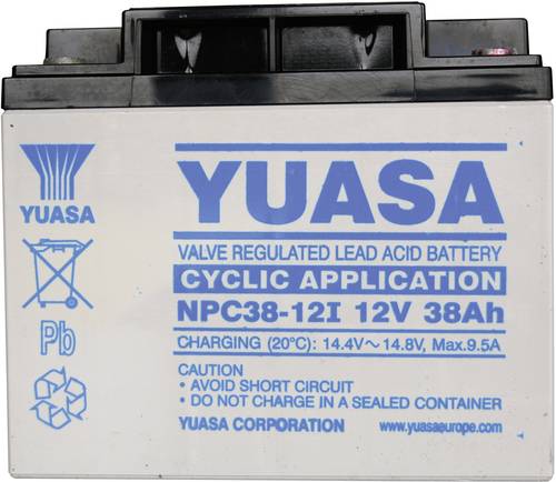 Yuasa NPC38-12 NPC38-12 Bleiakku 12V 38Ah Blei-Vlies (AGM) (B x H x T) 197 x 170 x 165mm M5-Schrauba von Yuasa