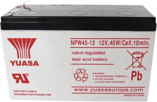 Yuasa NPW45-12 NP45W/12 Bleiakku 12V 8.5Ah Blei-Vlies (AGM) (B x H x T) 151 x 97.5 x 65mm Flachsteck von Yuasa