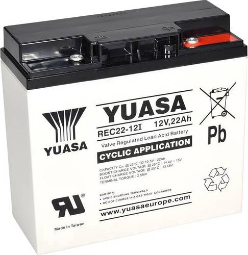 Yuasa REC22-12 YUAREC2212 Bleiakku 12V 22Ah Blei-Vlies (AGM) (B x H x T) 181 x 167 x 76mm M5-Schraub von Yuasa