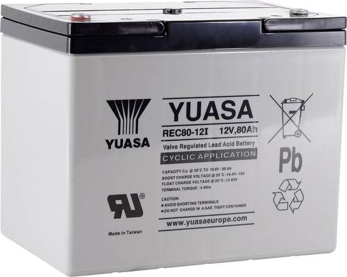 Yuasa REC80-12 YUAREC8012 Bleiakku 12V 80Ah Blei-Vlies (AGM) (B x H x T) 259 x 212 x 168mm M6-Schrau von Yuasa