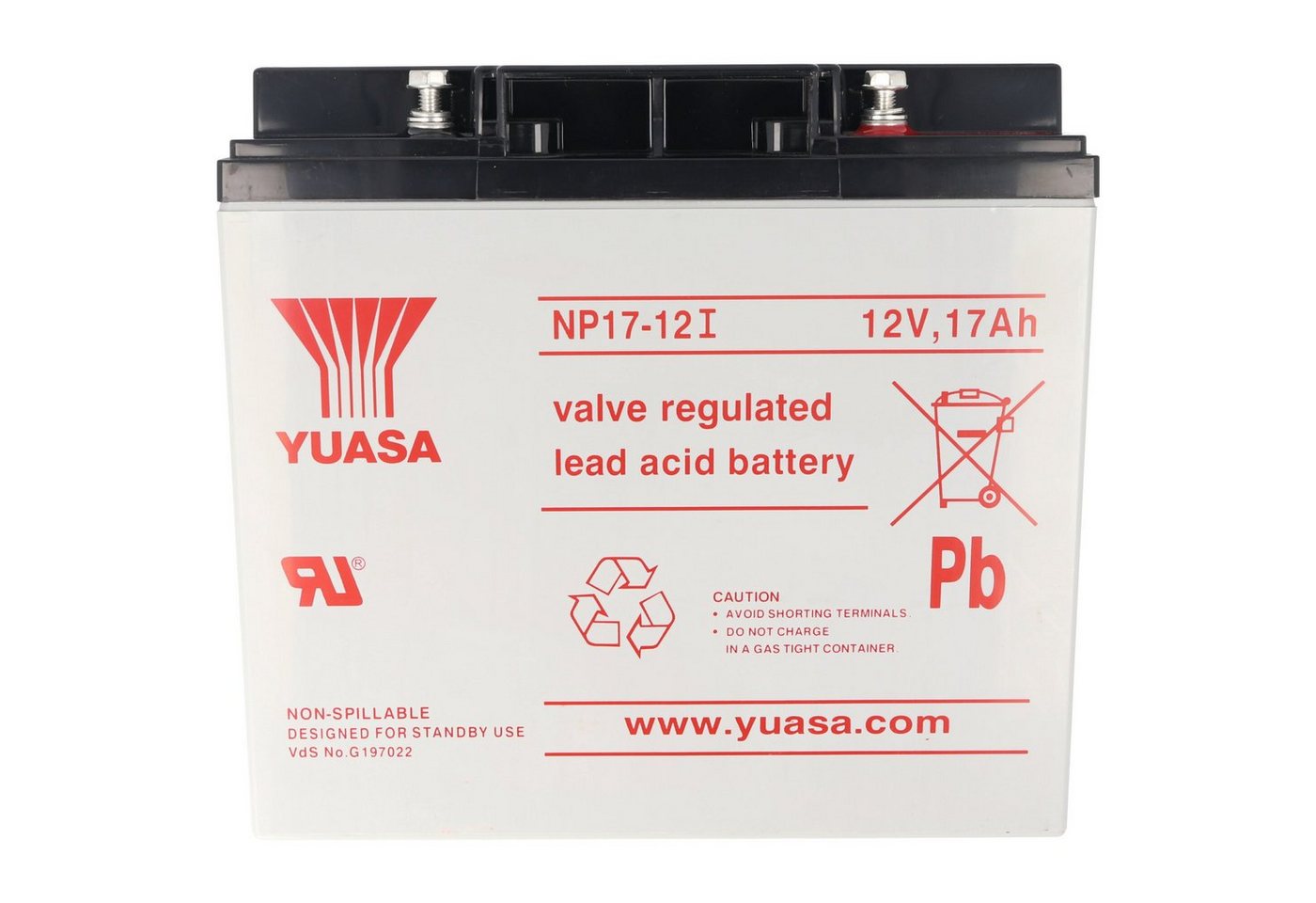 Yuasa Yuasa NP17-12I mit M5 Schraubanschluss am Plus- und Minuspol Akku 17000 mAh (12,0 V) von Yuasa