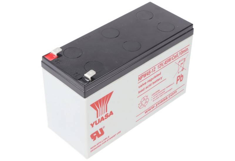 Yuasa Yuasa NPW45-12 Blei PB Akku 12 Volt, 8500mAh mit Faston 6,3 mm Kontak Akku 8500 mAh (12,0 V) von Yuasa