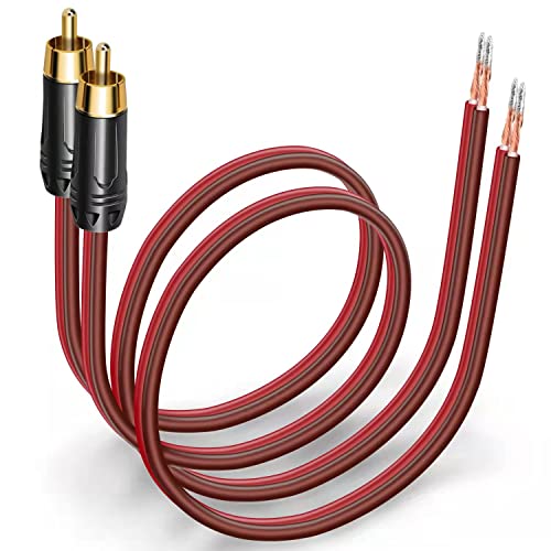 RCA auf blankes Draht-Lautsprecherkabel, 91 cm, 14 AWG OFC. Der Leiter des roten Kabels ist mit dem Pluspol verbunden, geeignet für Direktverbindungs-Lautsprecher oder DIY-Lautsprecher-Stecker von Yuchenfeng
