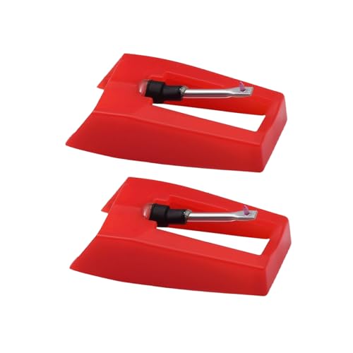 2 Stück Plattenspieler Nadel,Nadelreiniger Nadel Plattenspieler für Vinyl-Plattenspieler,Stift Ersatz Rubinrot Diamant Plattenspieler Vinyl,Nadelbürste für Schallplattennadeln von YueJieSelected